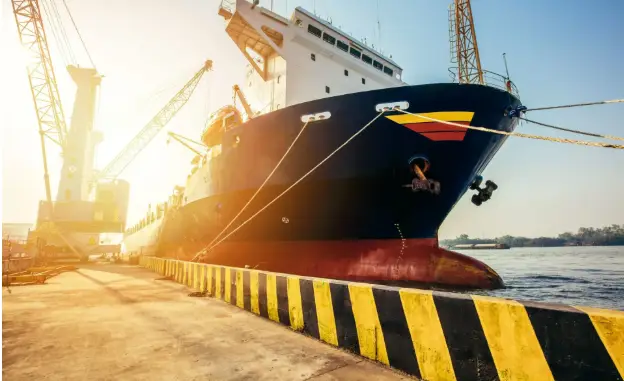 Marine vessel at a shipyard